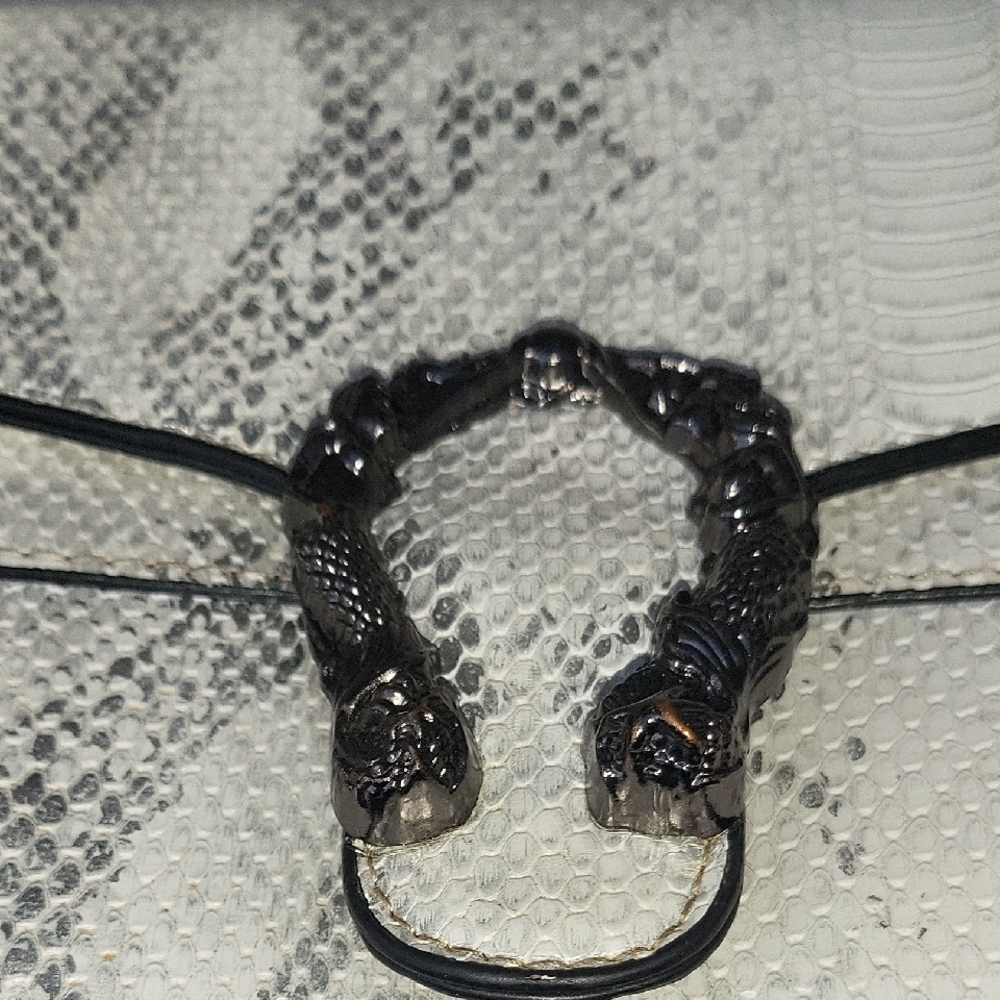 Snake Print Silver & White Chain Strap   Bag - Picture 7 of 10